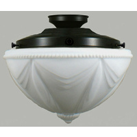 NEW ART DECO COMPLETE FLUSH MOUNT EMPIRE 14" 2 PIECE GLASS SHADE CEILING BLACK