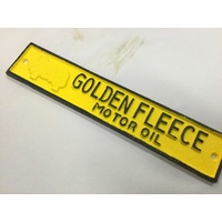 GOLDEN FLEECE MOTOR OIL LARGE CAST IRON SIGN  VINTAGE LOOKS GREAT OLD BADGE