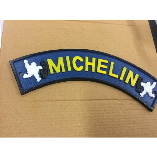 MICHELIN MAN MOTOR OIL LARGE CAST IRON SIGN  VINTAGE LOOKS GREAT OLD BADGE