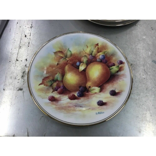 VINTAGE DISPLAY PLATE CABINET ROYAL VALE D.WALLACE FRUIT SIGNED PEARS