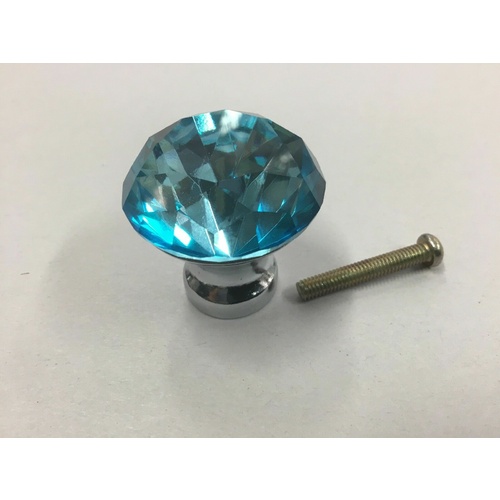 AQUA CRYSTAL BUTTON BATHROOM VANITY DRAWER HANDLE KNOB KNOBS CABINET 30mm