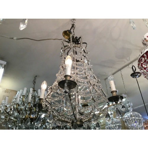 ANTIQUE 4LIGHT CRYSTAL CHANDELIER VICTORIAN EMPIRE FRENCH BEADED RARE No.104