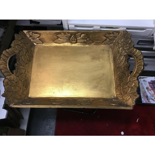 LARGE HUGE GOLDEN COLOUR ANTIQUE VINTAGE SERVING TRAY DRINKS DISPLAY BAR