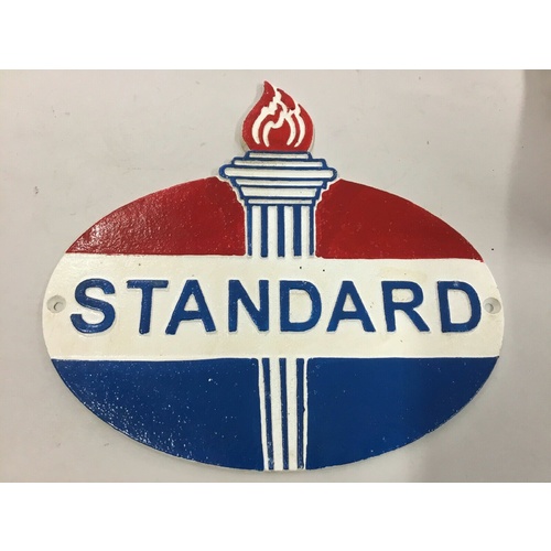 STANDARD MOTOR OIL NEW CAST IRON SIGN VINTAGE LOOKS OLD BADGE SIGNS